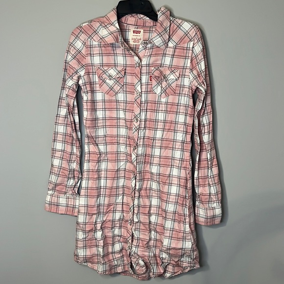 Girls Levi’s Plaid Button Down Dress - Picture 1 of 4